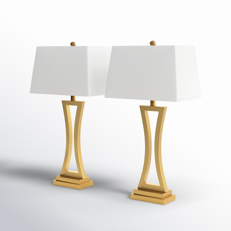 Ensemble de 2 lampes de table en fer forgé à intensité variable H 31 po Burholme, Or poli