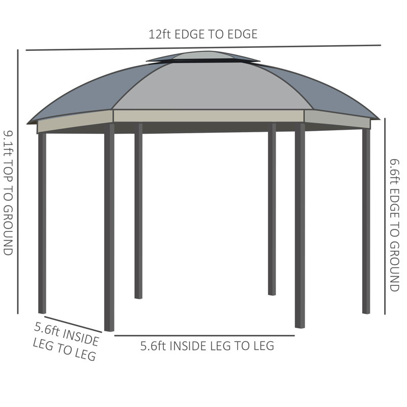 Pavillon de jardin 1 pièce x 12 pi, Gris