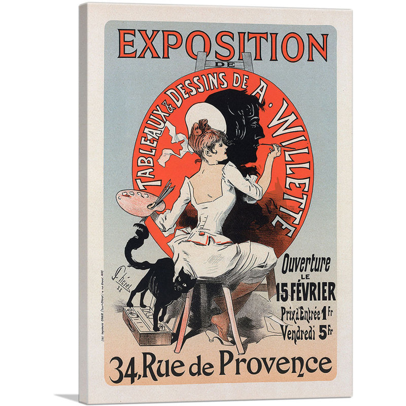 Exposition de peintures et de dessins de Jules Cheret - Reproduction de publicité sur toile tendue