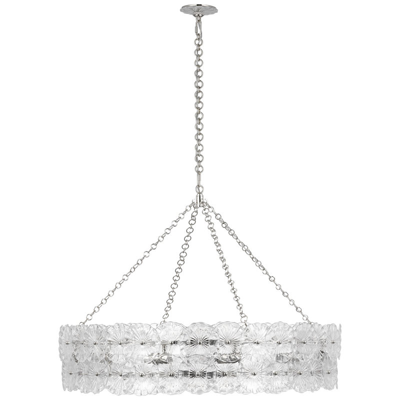 Julie Neill Gianna 36" Ring Chandelier with Clear Glass, Clear, Gold
