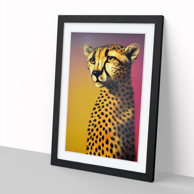 Cheetah Urban Art - Picture Frame Print, 64cm H x 46cm W, Oak Framed