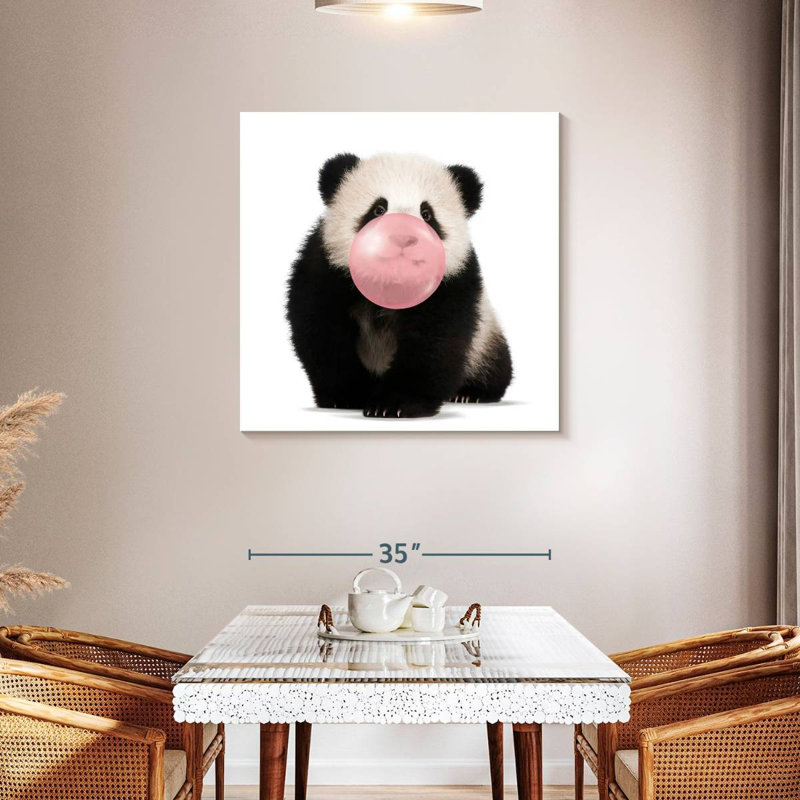 Impression sur toile Bubble Gum Baby Panda, H 36 po x l 36 po x P 1,25 po