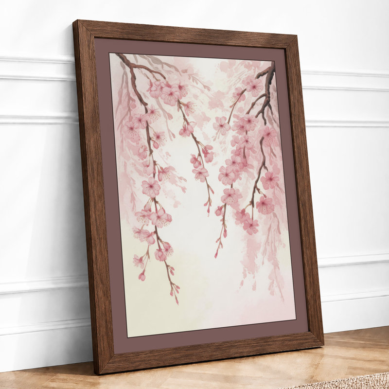 Moonlit Cherry Blossom Botanical - Framed Print, Walnut, A3 - 42.0 x 29.7 cm