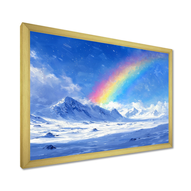Arc-en-ciel dans l'Arctique I - art mural toile arc-en-ciel, H 24 po x l 32 po, Cadre doré simple