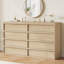 Commode 8 tiroirs en chêne naturel - commode en bois de 54 po de largeur pour la chambre à coucher, le salon, l'entrée, la chambre de bébé