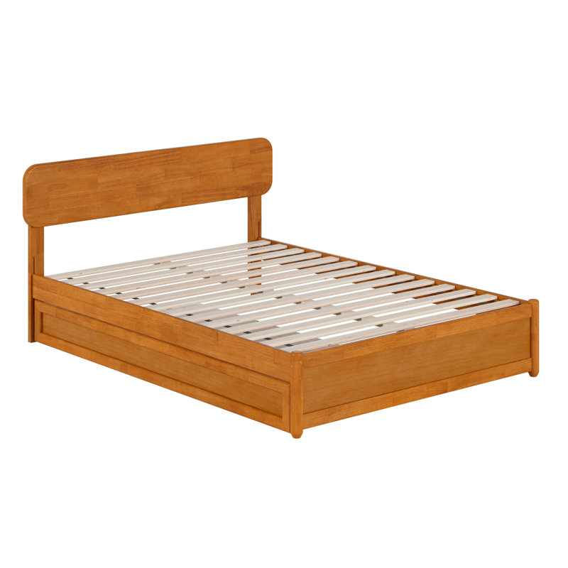Lit plateforme en bois massif avec lit gigogne assorti Ause, Double, Caramel clair