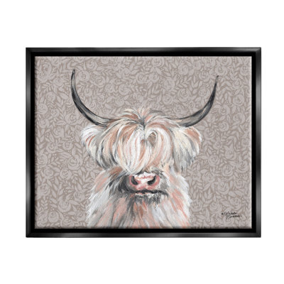 " Grumpy White Buffalo On Floral Print Farm Animal " by Michele Norman Painting Print