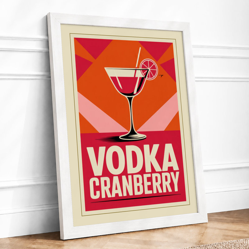 Vodka Cranberry Poster Retro - Framed Print, A3 - 42.0 x 29.7 cm, White