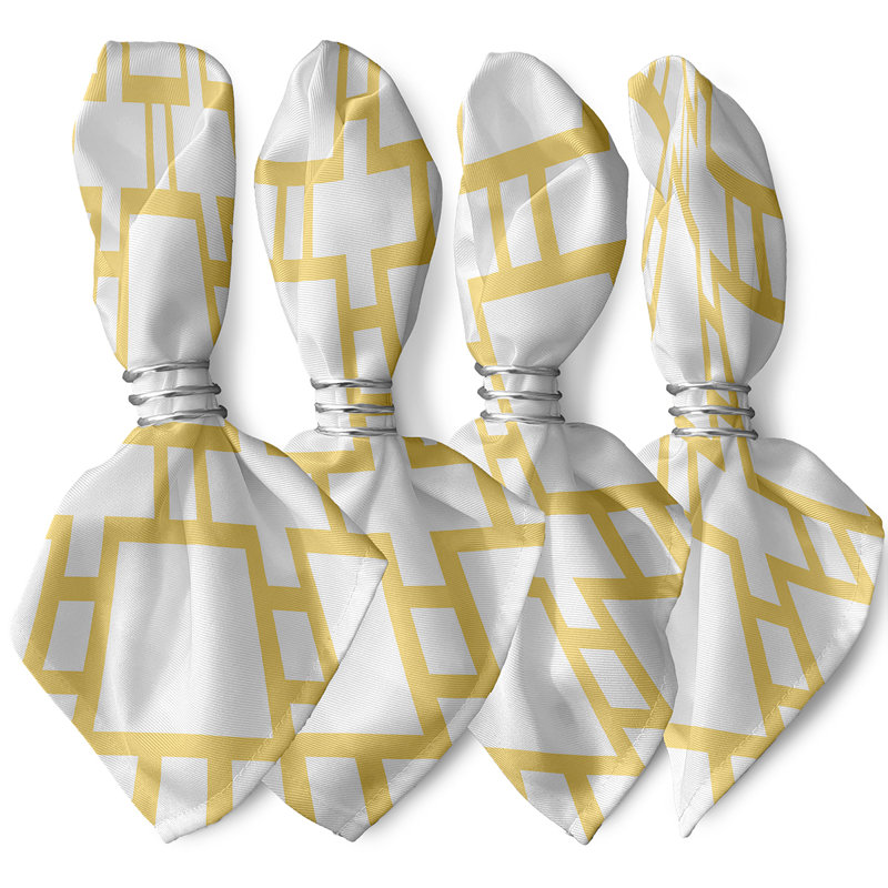 Lajeunesse Polyester Geometric Square Napkin, Yellow