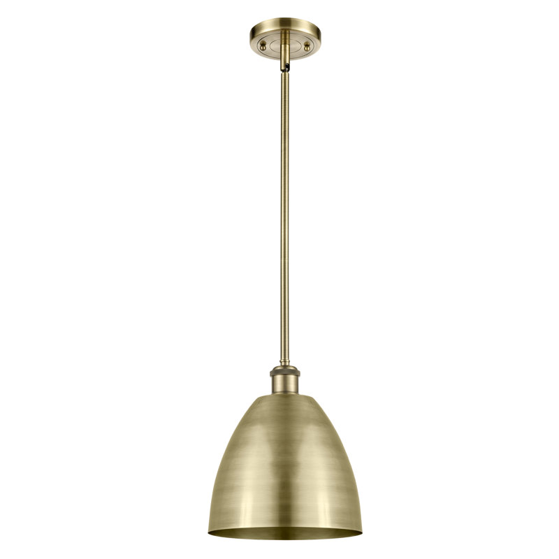 Luminaire suspendu conique à 1 lumière, Laiton antique, Laiton antique