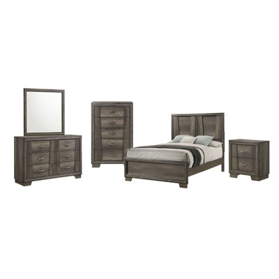 Ensemble de chambre configurable avec lit à panneaux 5 pièces Kerrilyn