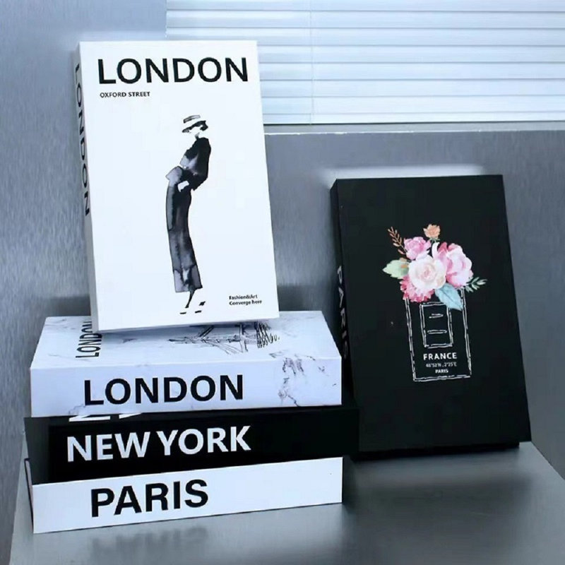 Black and White Decorative Books, 3-Piece Faux Book Set for Coffee Tables, Bookshelves, Mantels, Home Staging and Photography Props