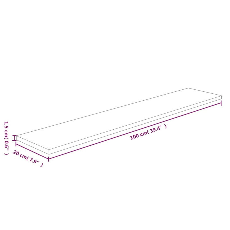 Kazuye Oak Solid Wood Floating Shelf, 1.5cm H x 100cm W x 20cm D