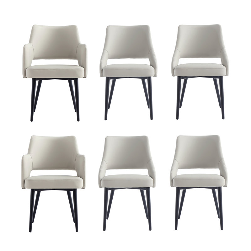 Ensemble de chaises de salle à manger rembourrées en cuir Tremont Vegan, 6, Pierre