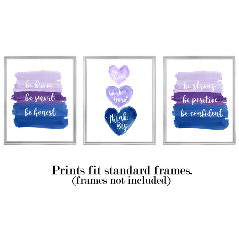 Bleu marine et mauve, œuvres d'art inspirantes, 2 impressions sur papier, H 14 po x l 11 po