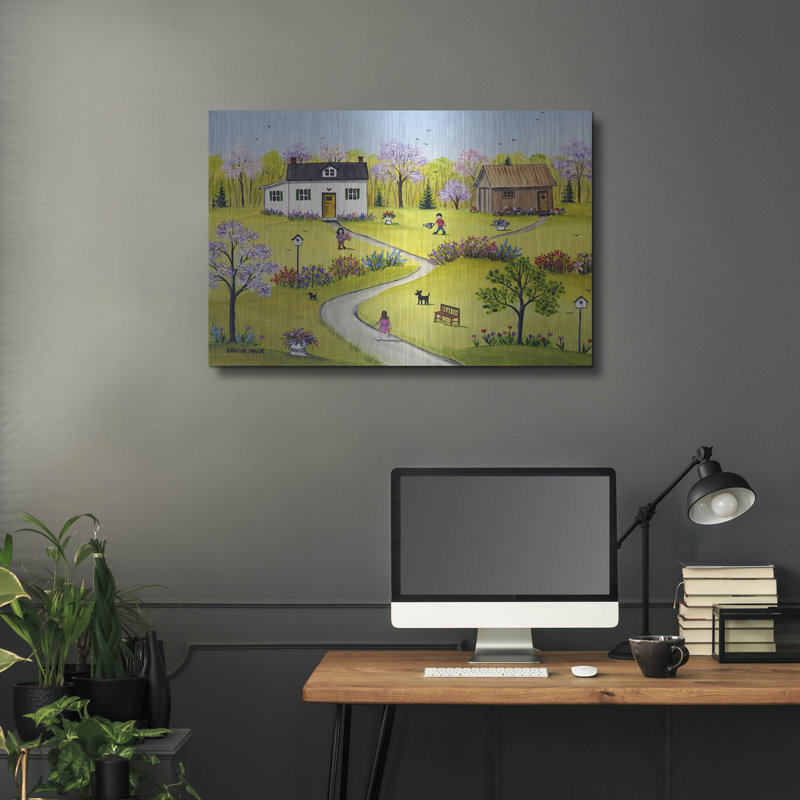 «Flower Garden» par Sharon Mark, art mural en métal, 36 po x 24 po