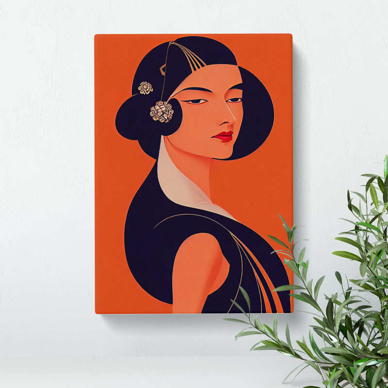 Art Deco Woman No.1 - Wall Art, 50cm H x 35cm W x 3cm D, Wrapped Canvas