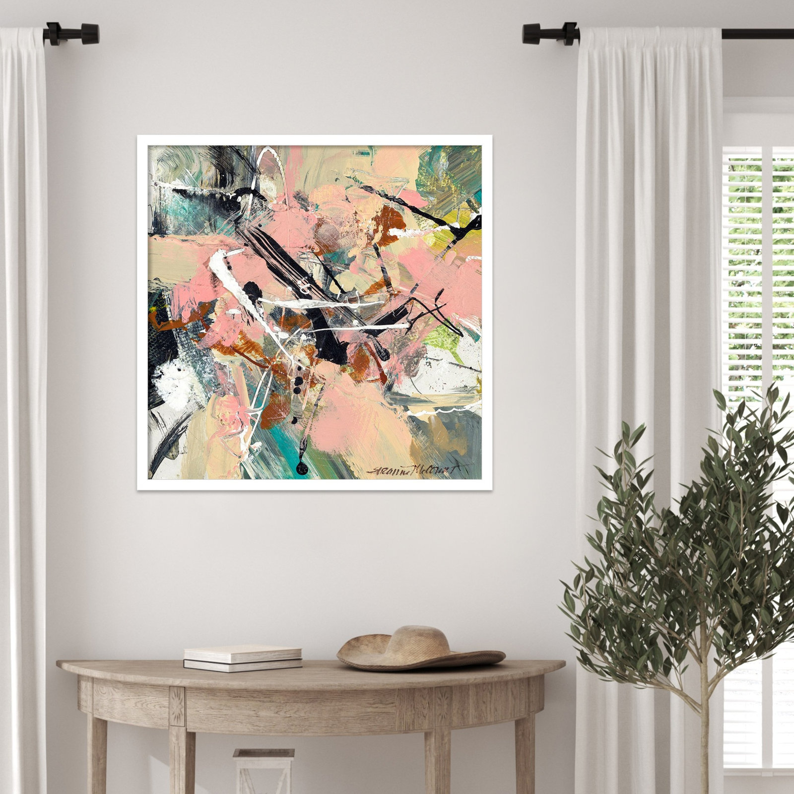 Sutter "Graceful" Print by Suzanne McCourt, 25" H x 25" W, White