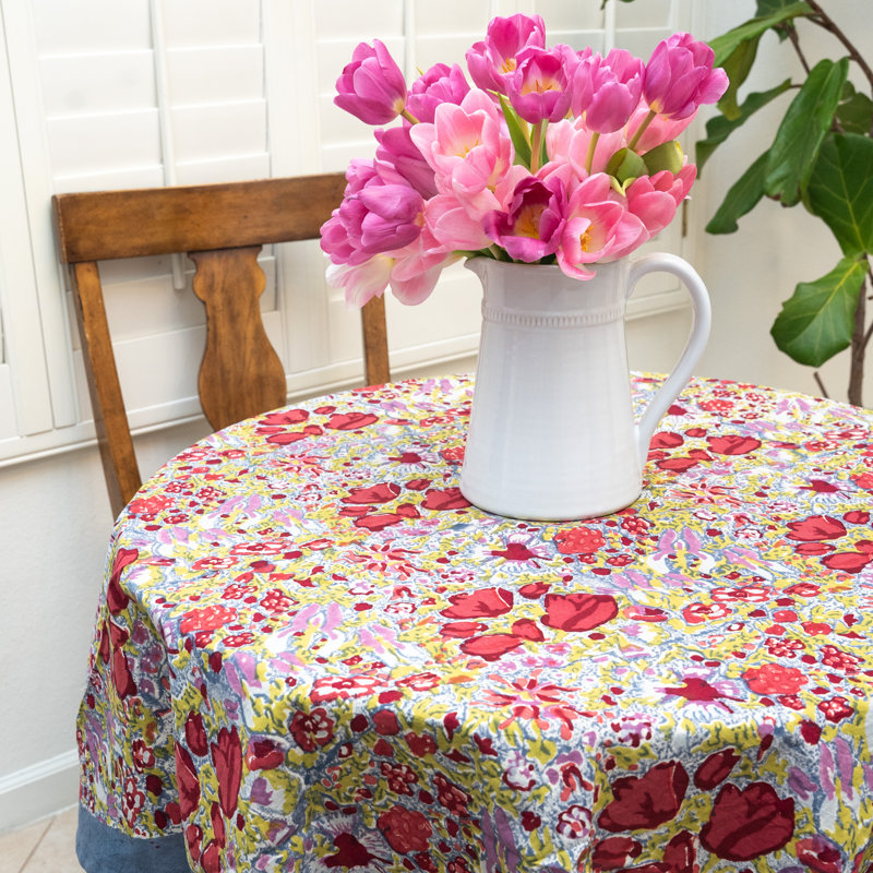 Jardin Handmade Floral Tablecloth, 90" x 90"