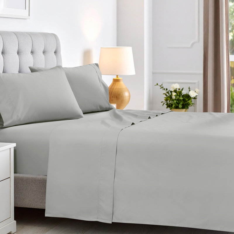 Ensemble de draps en mélange de coton 600 fils Superior, Ensemble de draps pour lit simple TG + drap-housse, Platine