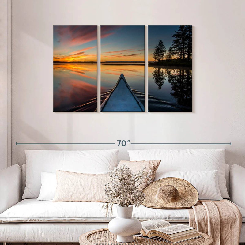 Senne Canoeing At Sunset, 28" H x 45" W