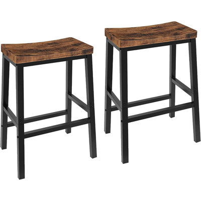 Tabourets de bar, ensemble de 2 chaises de bar, tabourets de selle de 23,6 pouces, siège de comptoir de cuisine avec repose-pieds, tabourets de bar industriels pour la salle à manger, cuisine, comptoir, brun rustique et noir