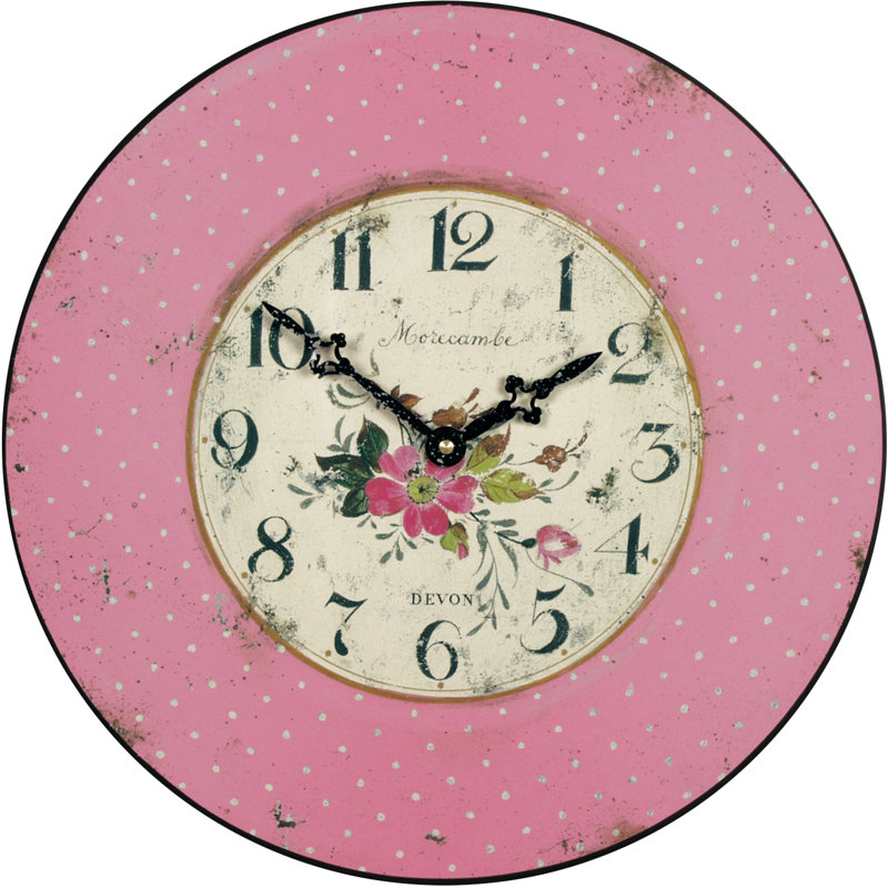 Pink Polka Dot Wall Clock - 36cm