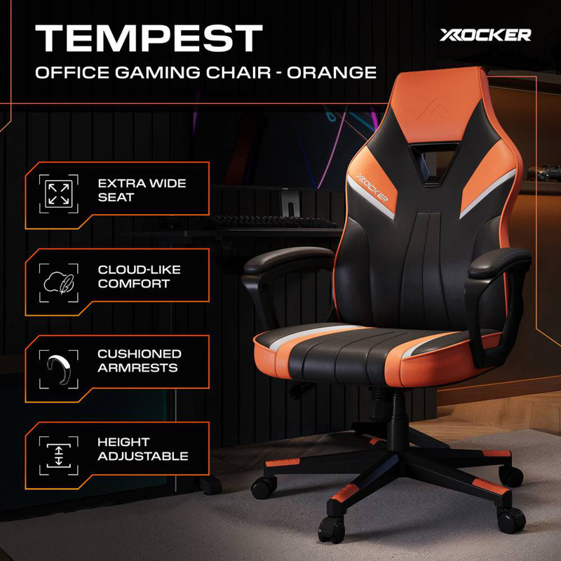 Tempest Ergonomic PC Office Gaming Chair, Orange/Black