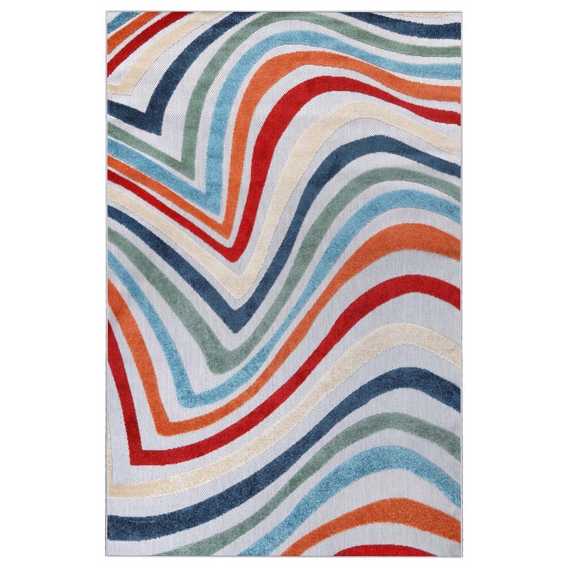Tapis intérieur rayé Keyveon Wave, Rectangle 4pi x 6 pi