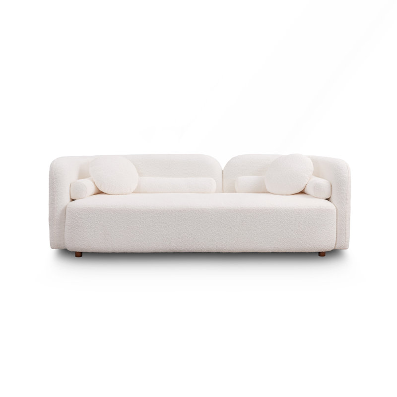 Canapé moderne de luxe pour salon, canapé nuage en tissu bouclé blanc pour appartement ou bureau, 3 places