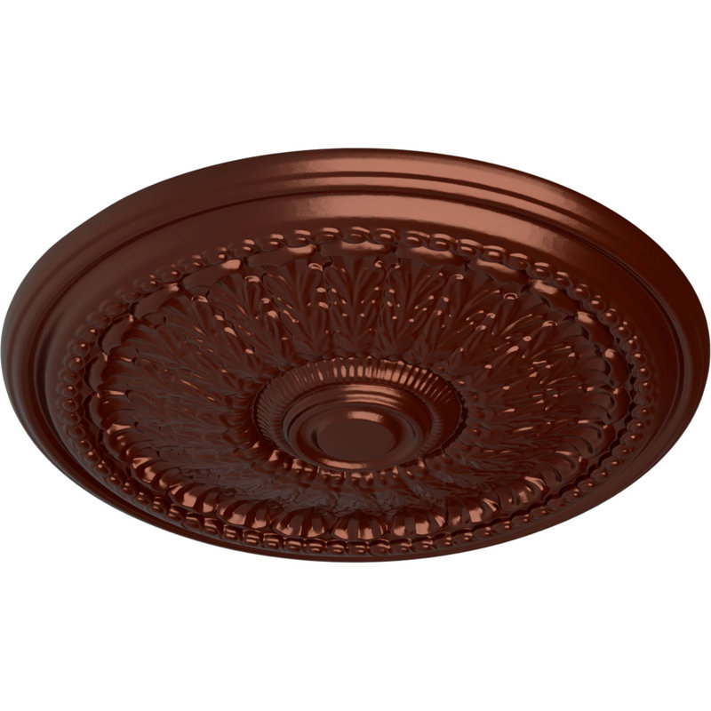 Médaillon de plafond Endurathane feuille, DO de 26 3/4 po x P 3 5/8 po x P 1 1/8 po (convient aux auvents jusqu'à 3 5/8 po), fini craquelé peint à la main