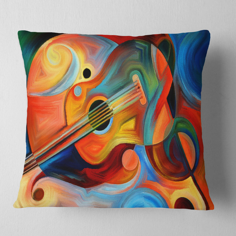Musique et rythme - Coussin à imprimé abstrait, 16 po x 1 po, Polyester, Carré