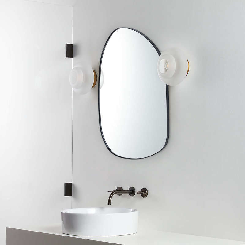 Miroir mural Bertlinde, 26 po x 36 po, Noir mat