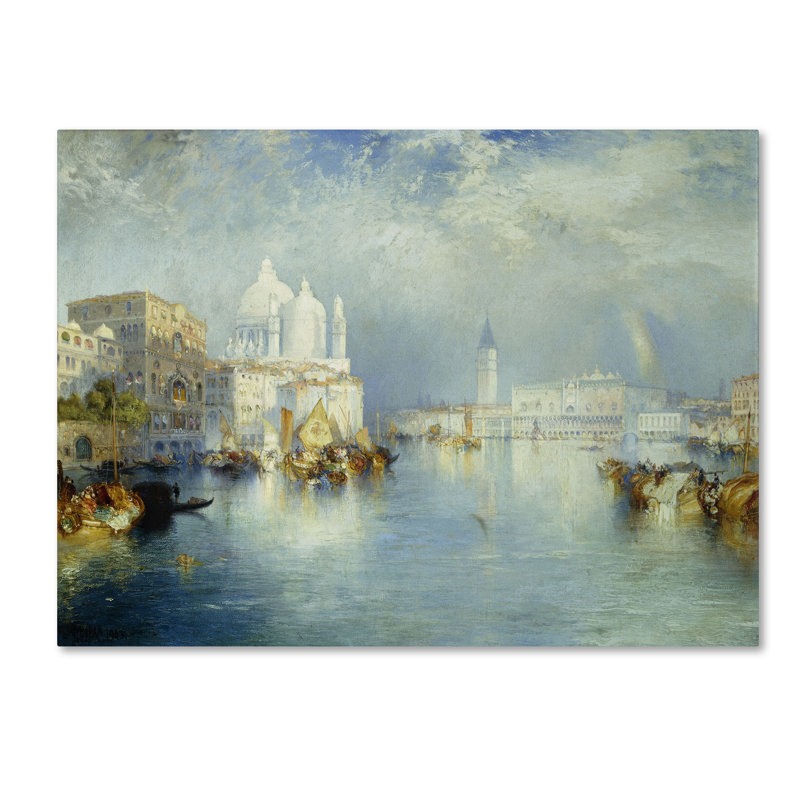 Grand Canal Venice 1903 Landscape Canvas Art in Blue and Beige