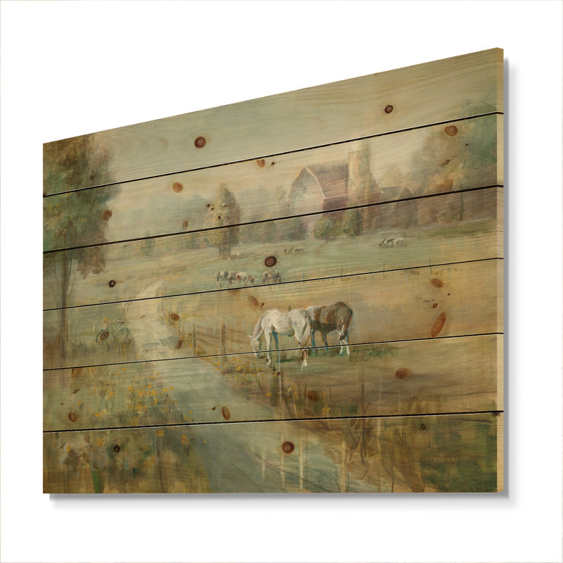 Farmhouse Tranquil Country Field - impression sur bois, H 36 po x l 46 po x P 1,5 po
