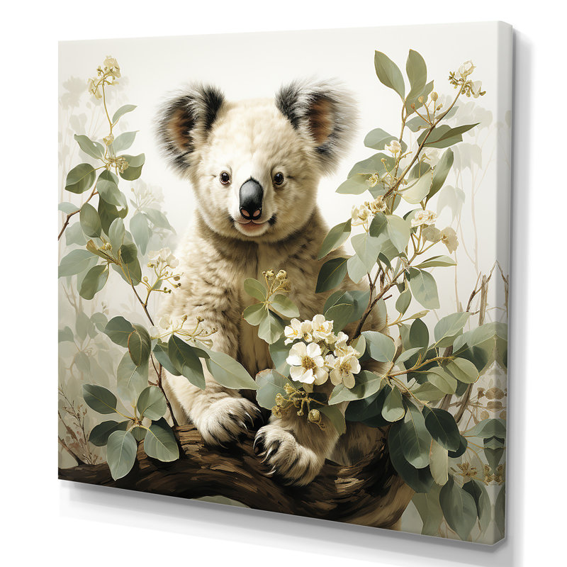 Eucalyptus qui aime les Koala 2 - Koala, art mural animal, Toile tendue, H 36 po x l 36 po