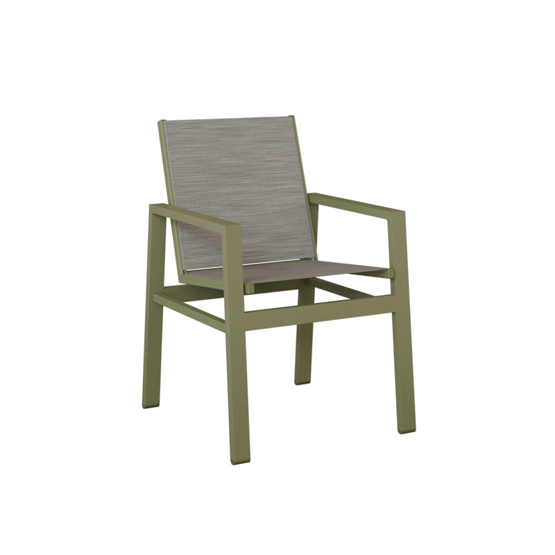Chaise d'extérieur en aluminium avec tissu Sling Vida, Aluminium vert sauge, Mica perle