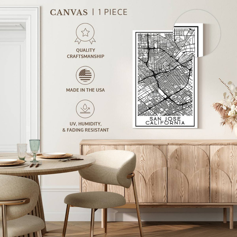 Aliaz San Jose City Map, 24" H x 16" W