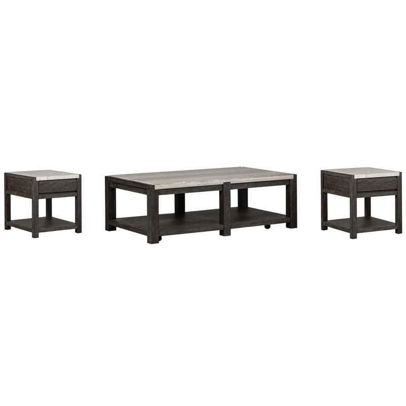 Table basse rectangulaire avec 2 tables de bout, 3 pièces: table basse, 2 tables de bout