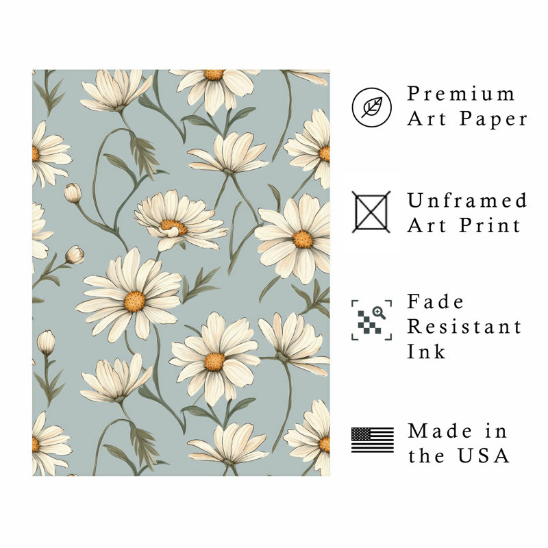 Motif floral de marguerites florales VI, H 20 po x l 16 po