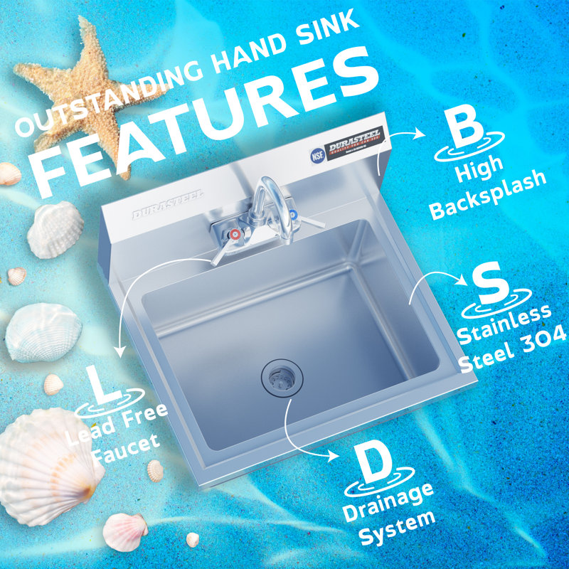 Stainless Steel Wall Mounted Handwash Station with Chrome Faucet