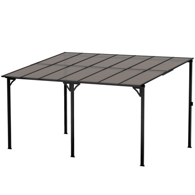 Outdoor Wall Mounted Slope Roof Pergola, Lean To Gazebo For Patio