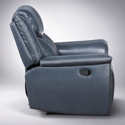 Fauteuil inclinable rembourré Brier Blue avec accoudoirs, revêtement en similicuir lisse et mécanisme d'inclinaison manuel pour un confort optimal