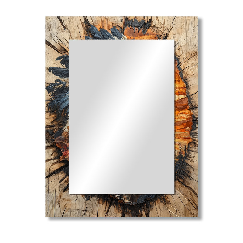 Native American Warrior Energy Of Forest III - Native American Warrior Large Mirror, Brown Decorative Wall Mirror, Printed Metal Art