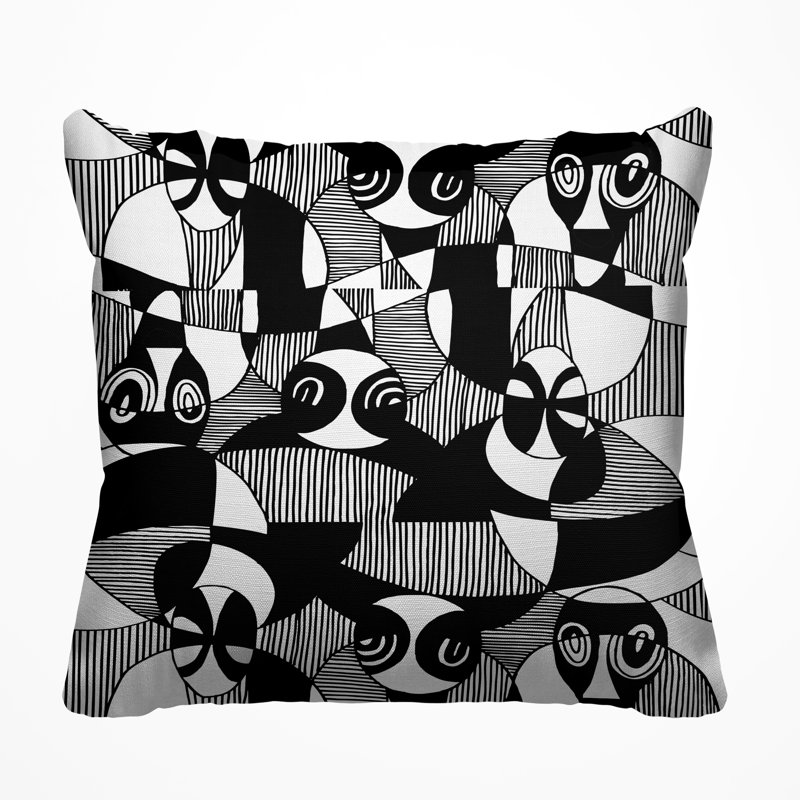 Housse et insert de coussin extérieur d'extérieur, L 15 po x H 15 po, Noir
