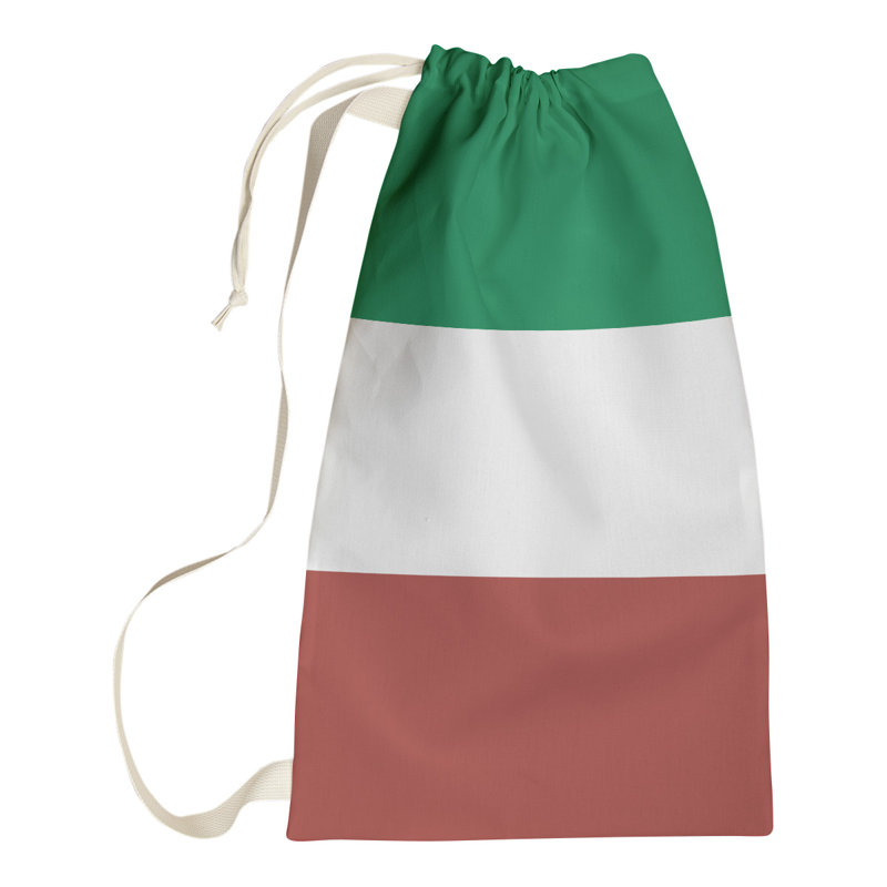 Boston Fabric Laundry Bag with Handles, Large ( 36" x 28" x 1.5"), Green/White/Gold