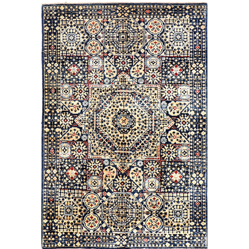 Aryana Hand-Knotted High-Quality Navy/Ivory Area Rug
