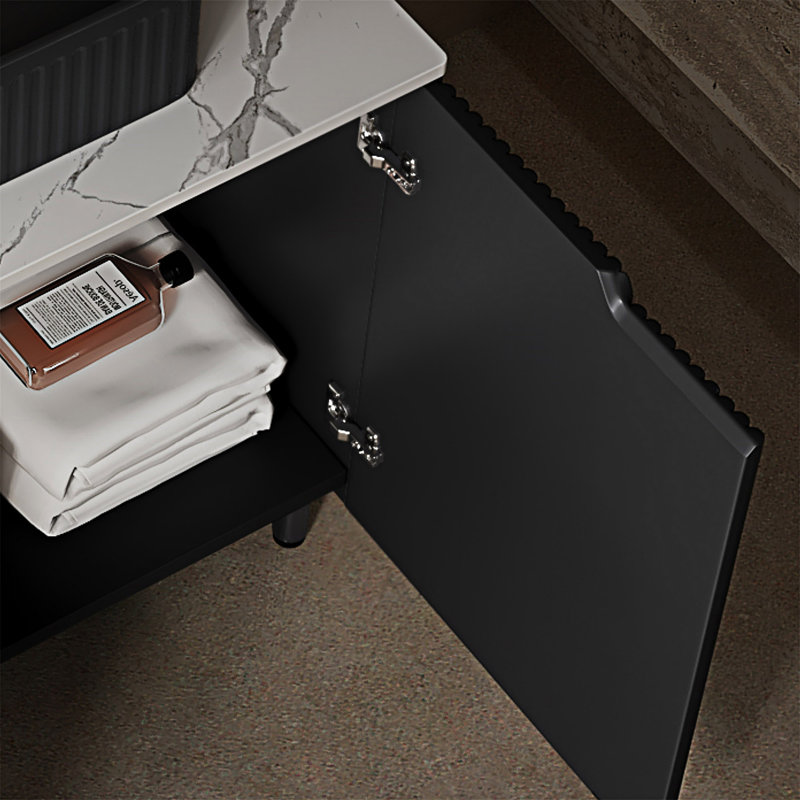 Meuble-lavabo autoportant avec lavabo, Noir, Noir