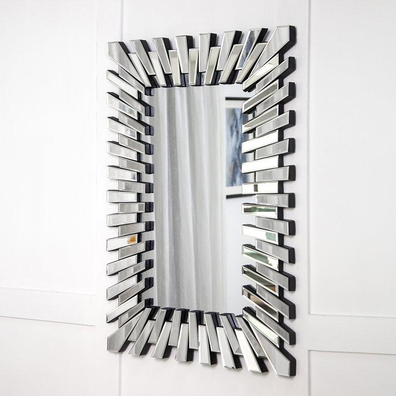 Everly Quinn Faustine Rectangle Sunburst Accent Wall Mirror & Reviews ...