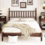 Grand lit en bois, tête de lit gourde, look rétro, plateforme en noyer, lit plateforme stable avec design, structure en bois, couleur